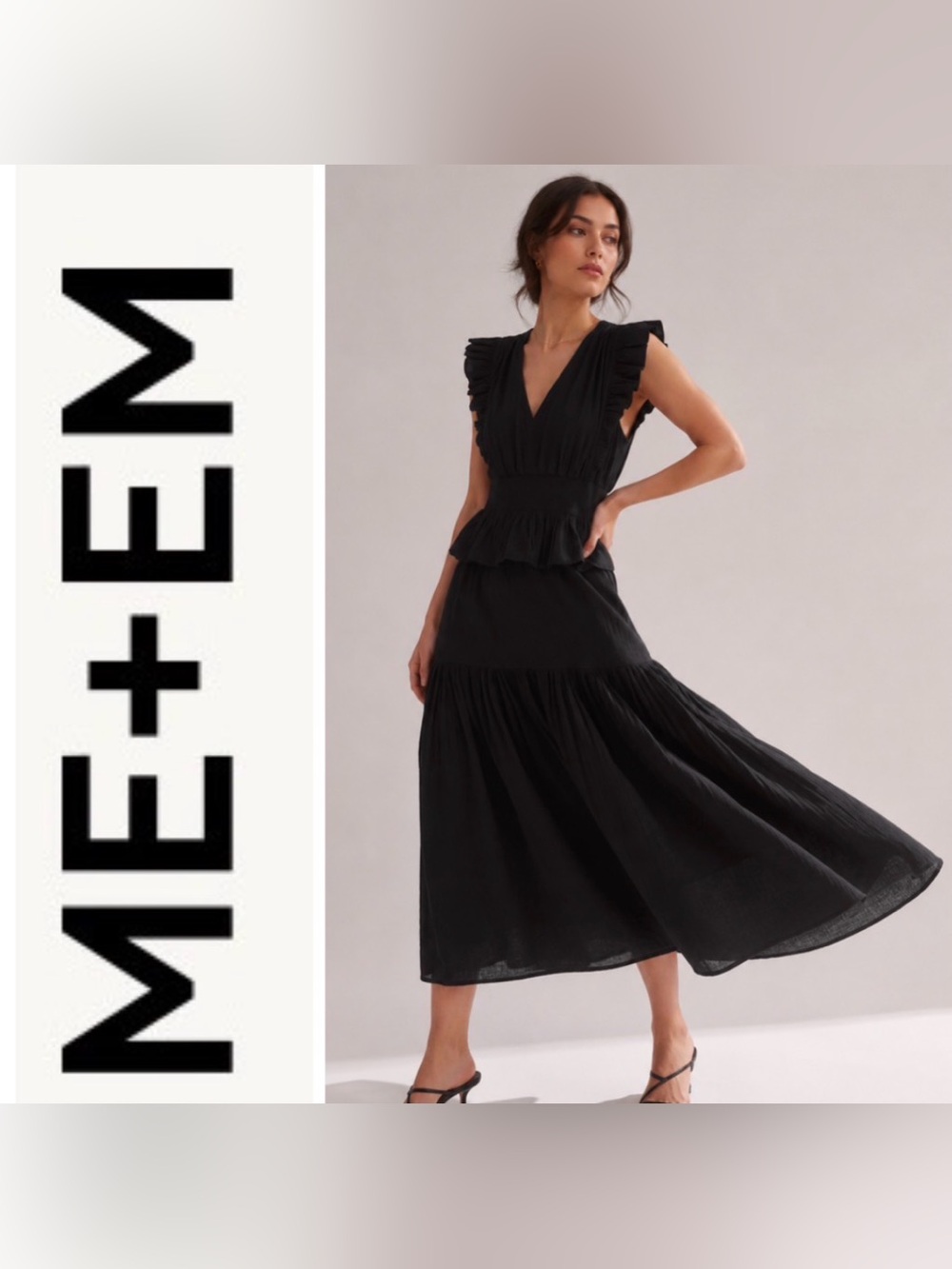 ME+EM Black Cheesecloth Maxi Dress size 2